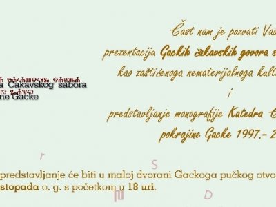 Prezentacija Gackih čakavskih govora i monografije - 18. listopada