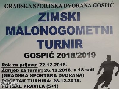 Nagradni fond zimskog turnira "Gospić 2018/2019." respektibilan od 42.000,00 kuna 