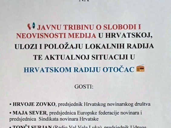 Javna tribina o slobodi i neovisnosti medija u Hrvatskoj i HRO-u